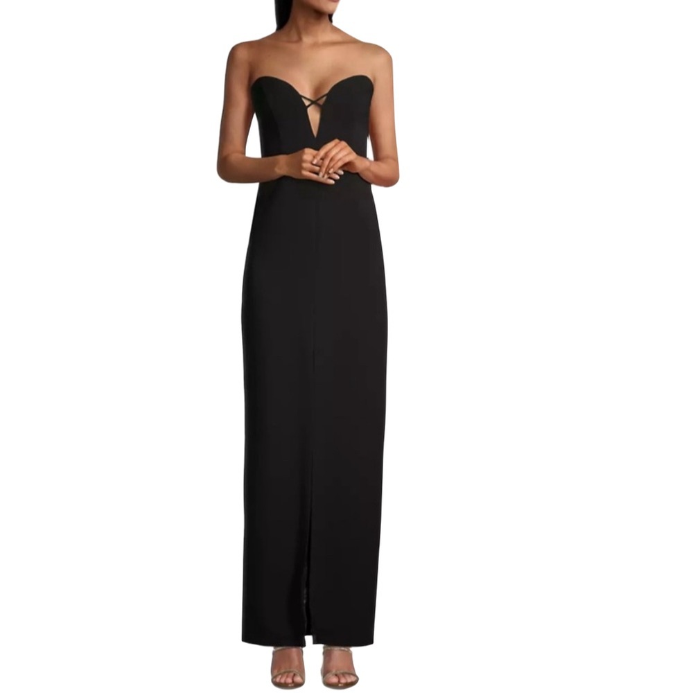 Liv Foster Size 14 Dress Black Strapless Sweetheart Neckline Column Gown NWT
